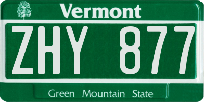 VT license plate ZHY877