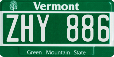 VT license plate ZHY886