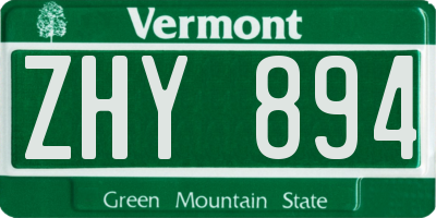 VT license plate ZHY894