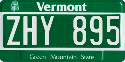 VT license plate ZHY895