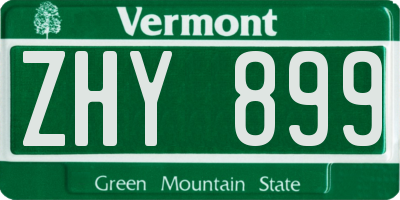 VT license plate ZHY899