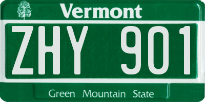 VT license plate ZHY901