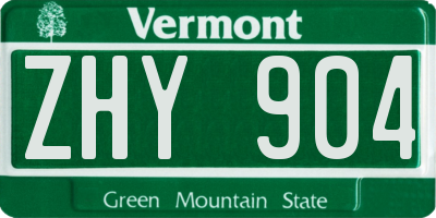 VT license plate ZHY904