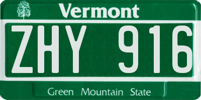 VT license plate ZHY916
