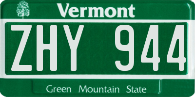 VT license plate ZHY944