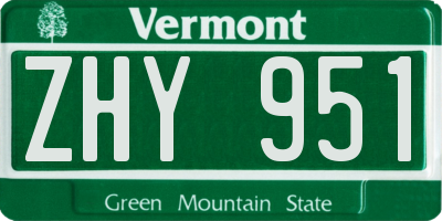 VT license plate ZHY951