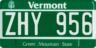 VT license plate ZHY956