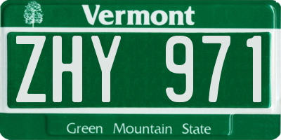 VT license plate ZHY971