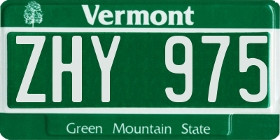 VT license plate ZHY975