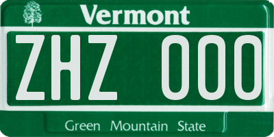 VT license plate ZHZ000
