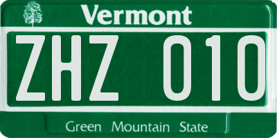 VT license plate ZHZ010