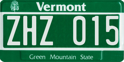 VT license plate ZHZ015