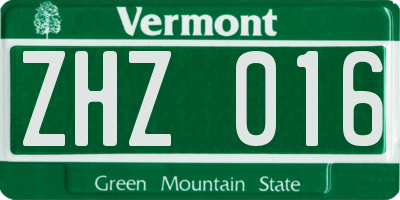 VT license plate ZHZ016
