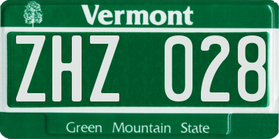 VT license plate ZHZ028