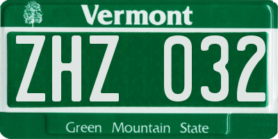 VT license plate ZHZ032