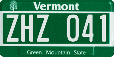 VT license plate ZHZ041