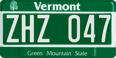 VT license plate ZHZ047