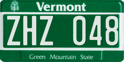 VT license plate ZHZ048