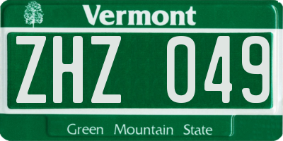 VT license plate ZHZ049