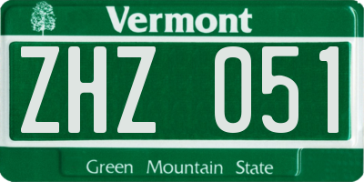 VT license plate ZHZ051