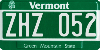 VT license plate ZHZ052