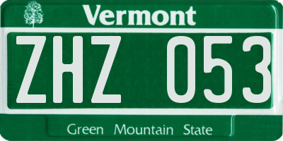 VT license plate ZHZ053