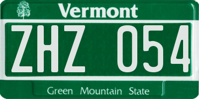 VT license plate ZHZ054