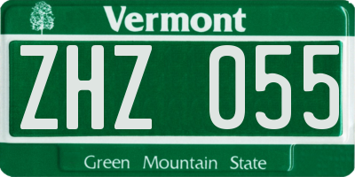 VT license plate ZHZ055
