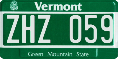 VT license plate ZHZ059