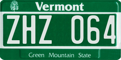 VT license plate ZHZ064