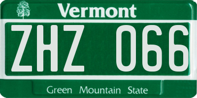 VT license plate ZHZ066