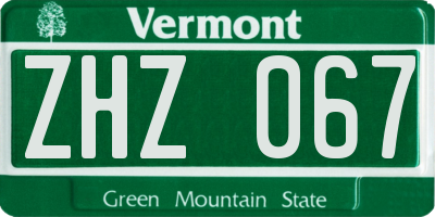 VT license plate ZHZ067