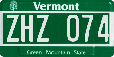 VT license plate ZHZ074