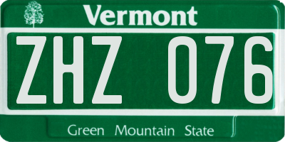 VT license plate ZHZ076