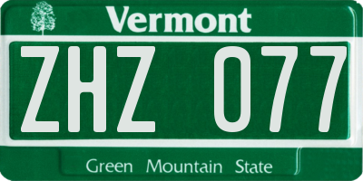 VT license plate ZHZ077
