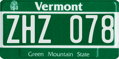 VT license plate ZHZ078