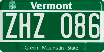 VT license plate ZHZ086
