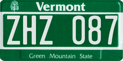 VT license plate ZHZ087