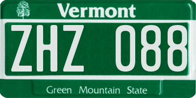 VT license plate ZHZ088