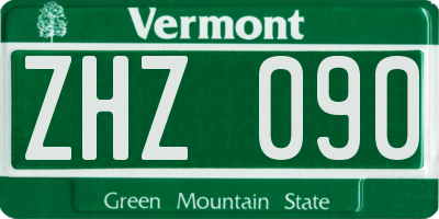 VT license plate ZHZ090