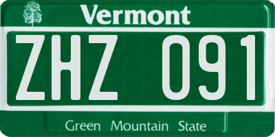 VT license plate ZHZ091