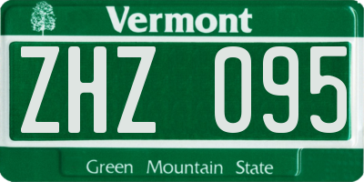 VT license plate ZHZ095
