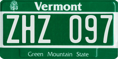 VT license plate ZHZ097