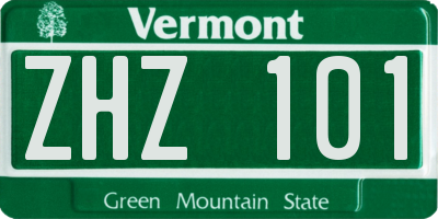 VT license plate ZHZ101