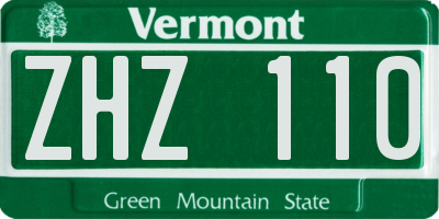VT license plate ZHZ110