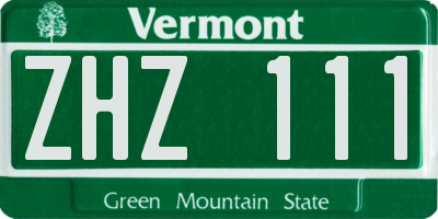 VT license plate ZHZ111