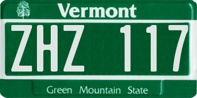VT license plate ZHZ117