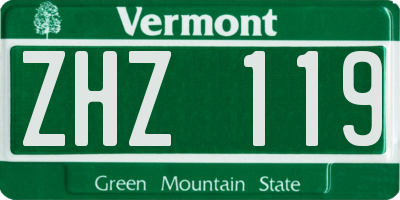 VT license plate ZHZ119