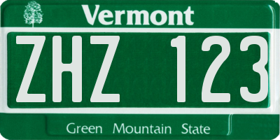 VT license plate ZHZ123