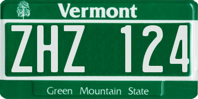 VT license plate ZHZ124